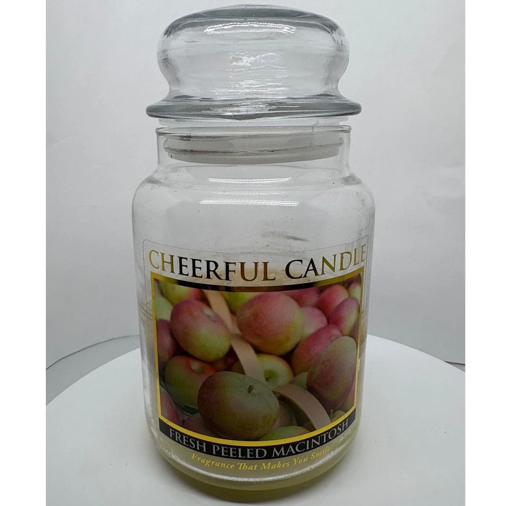 Cheerful Candle‎ Fresh Peeled Macintosh 24oz 2-Wick Glass Jar Scented USA *Used